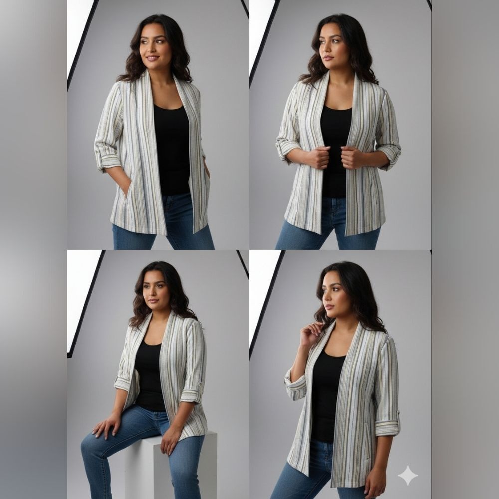 Elegant Striped Women's Blazer
